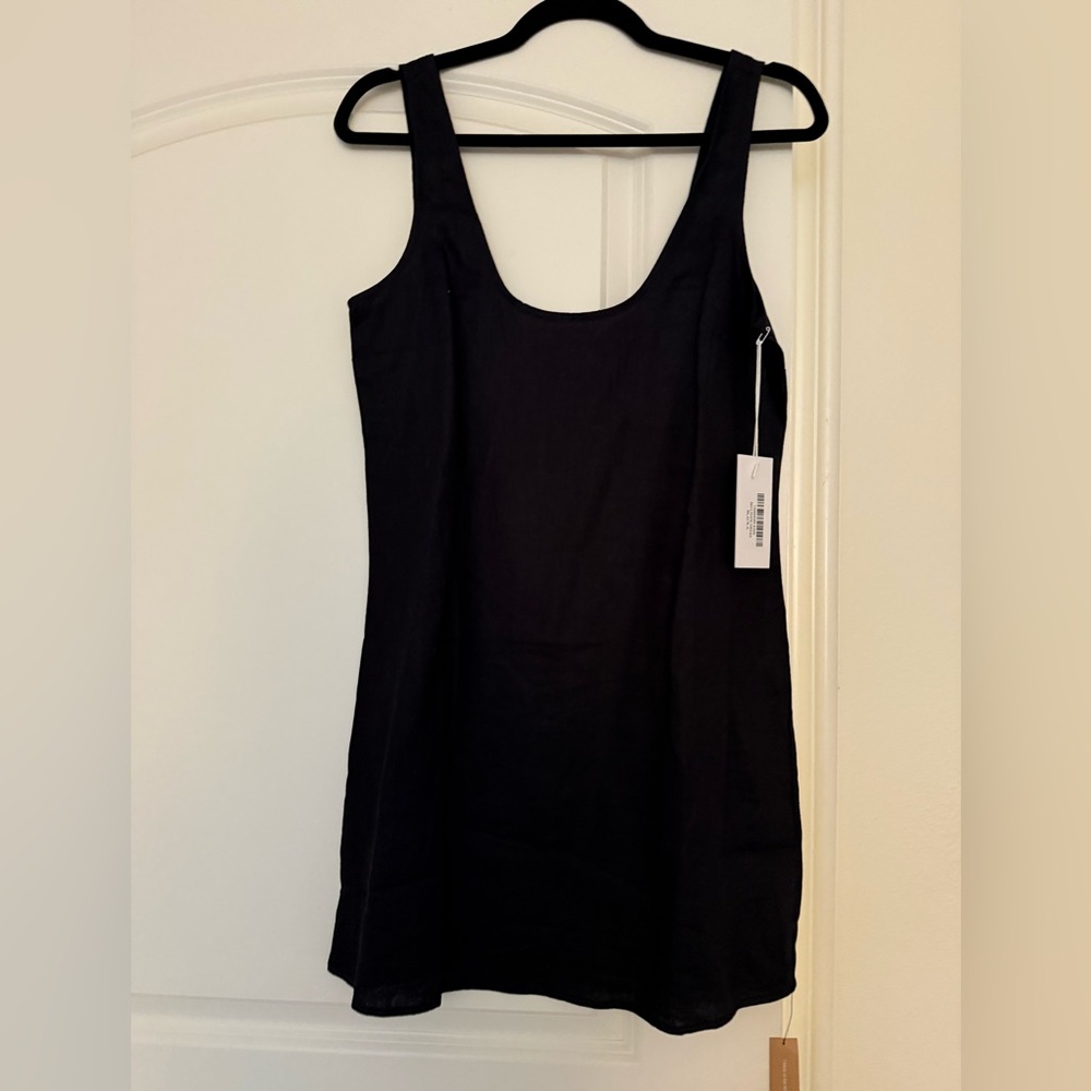 Reformation Bo Linen Mini Dress. black. size Small. NWT